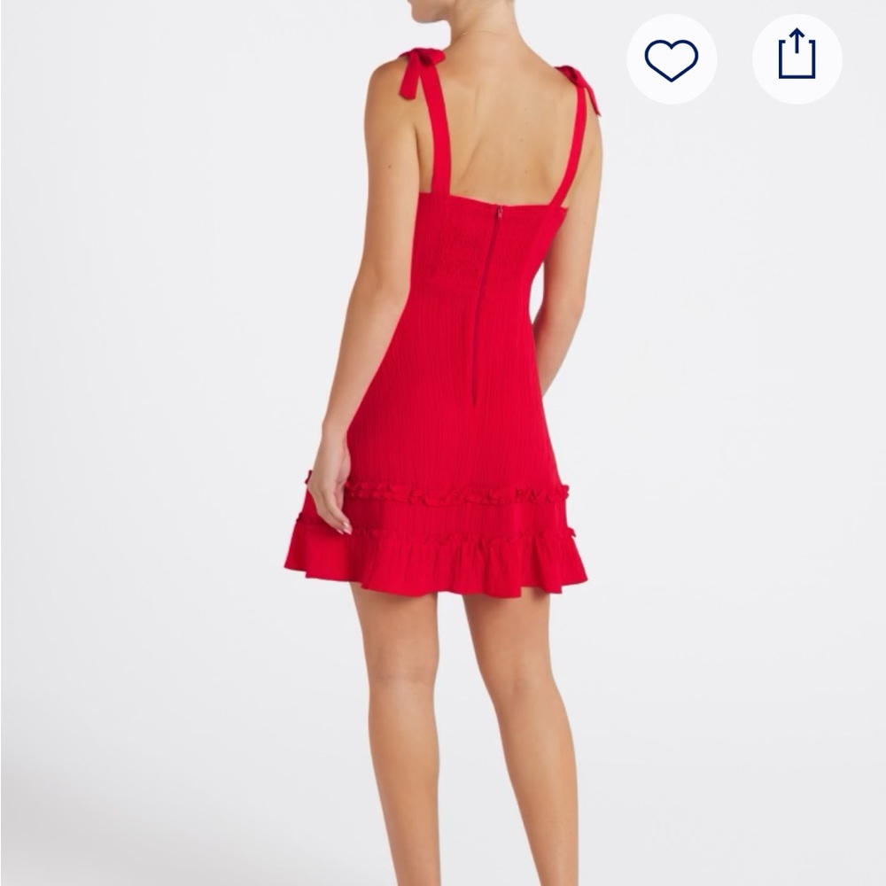 Red Tie-Shoulder Ruffle Sundress - Picture 6 of 9